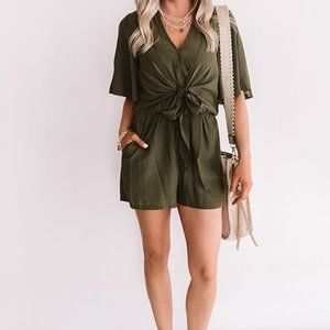 Tie front romper